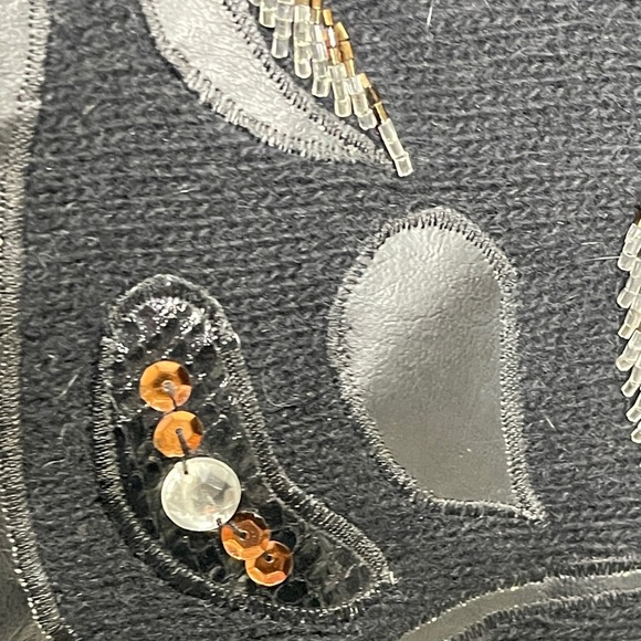 Vintage Nilani Black Lambswool Angora Blend Sweater Embellished 80s Beaded - Picture 3 of 7